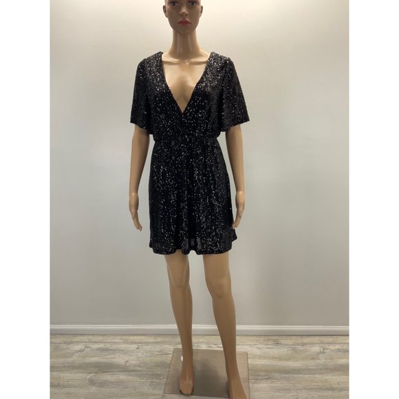 ALTARD’S STATE BLACK  SEQUIN MINI DRESS - Picture 3 of 9